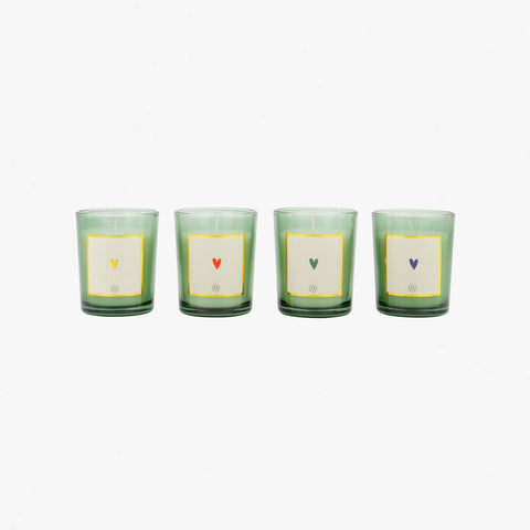 Set van 4 glaskaarsjes hartje wit