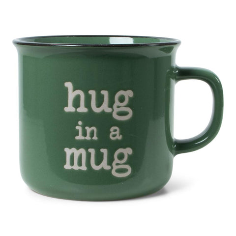 Retro mok hug in a mug groen