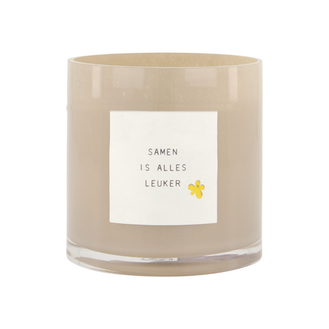 Geurkaars in glas samen is alles leuker beige