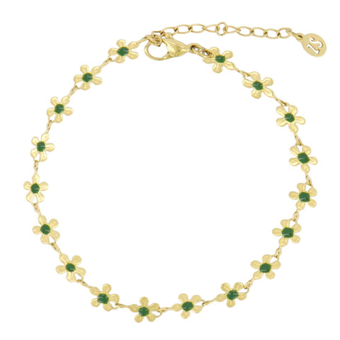 Armband met bloemen donkergroen