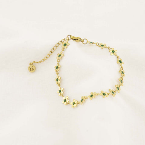 Armband met bloemen donkergroen