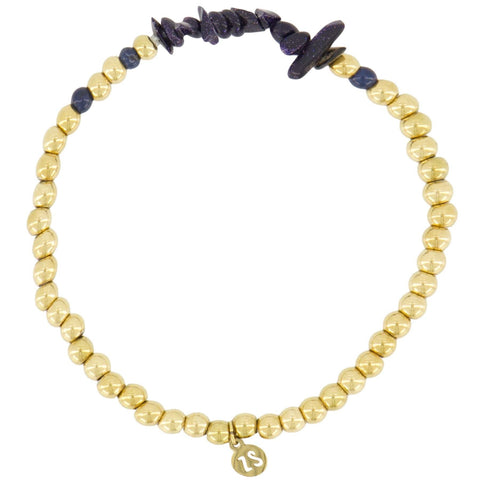 Kralenarmband met glassteen donkerblauw