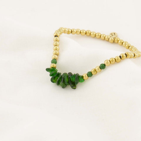 Kralenarmband met glassteen donkergroen