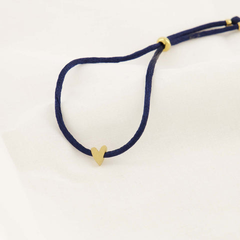 Touwarmbandje hartje donkerblauw