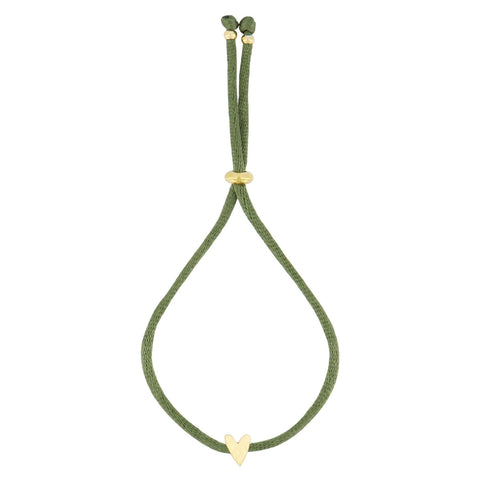 Touwarmbandje hartje donkergroen