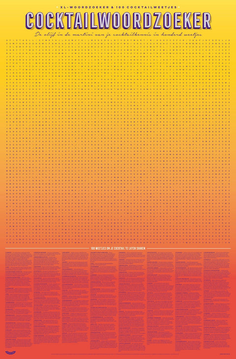 XL spelposter - cocktailwoordzoeker