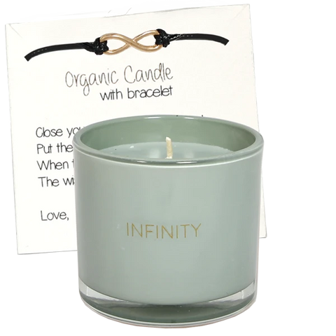 Geurkaars met wens en armband - Infinity