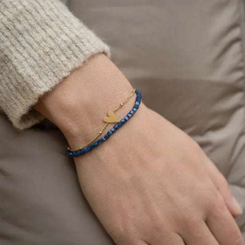 Kralenarmbandje donkerblauw
