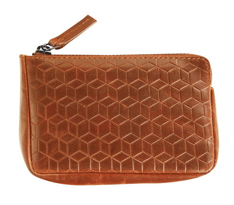 MADISON portemonnee/ sleutelzakje met rits - cognac