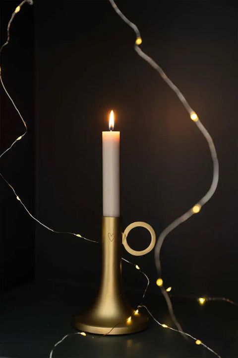 Metalen kandelaartje met oor goud