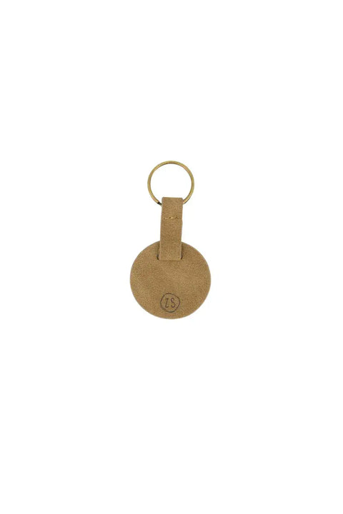 Ronde sleutelhanger gouden randje bruin
