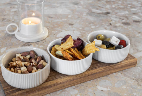 Serveerplank met schaaltjes beige