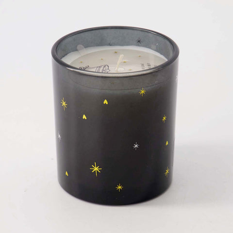 Geurkaars glas sterren zwart