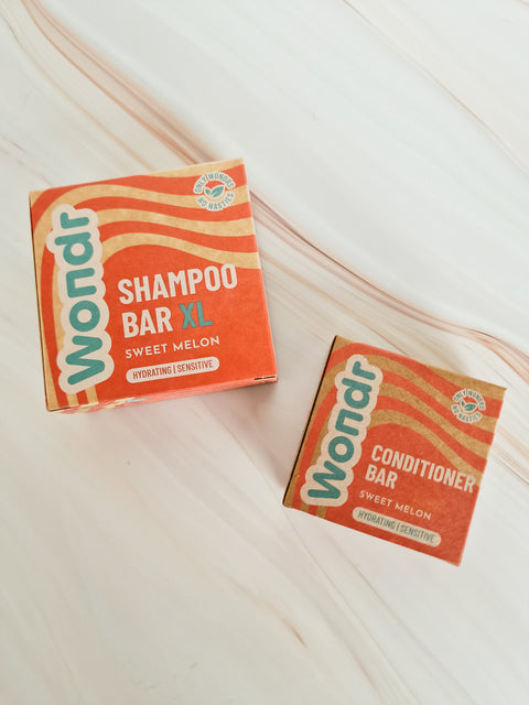 Set shampoo en conditioner bar sweet melon