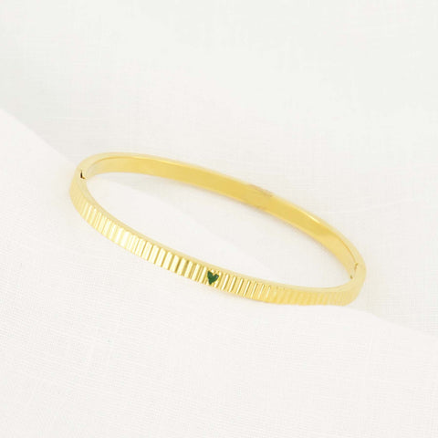 Bangle armband met hartje donkergroen