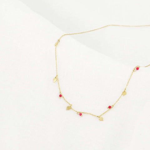 Ketting met klavertjes roze rood