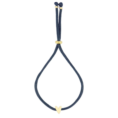 Touwarmbandje hartje donkerblauw