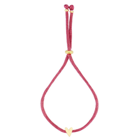 Touwarmbandje hartje roze rood