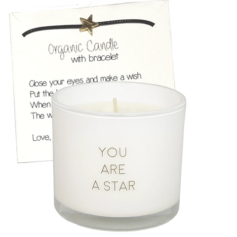 Geurkaars met wens en armband - You are a star