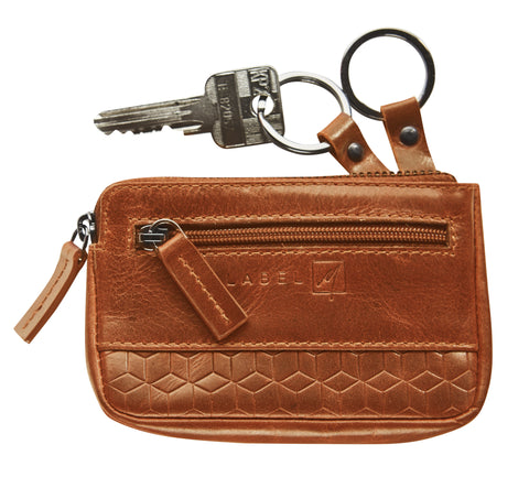 MADISON portemonnee/ sleutelzakje met rits - cognac