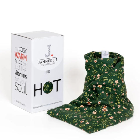 Warmtesjaal rib green flower (limited edition)